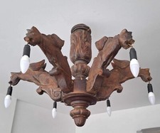 Grand lustre vintage en bois