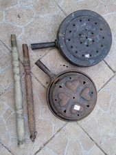 lot 2 chaufferette bassinoire en cuivre complete d'époque du grenier à nettoyer