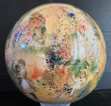 (2) Boule porte perruque en verre soufflé décor peint 12 chromo XIX charme retro