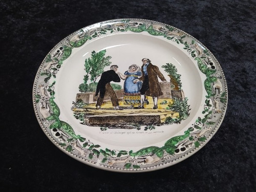Assiette parlante polychrome