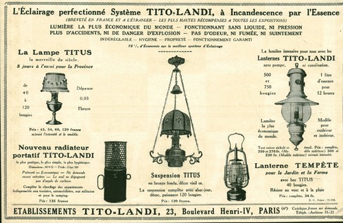 Publicité ancienne éclairage