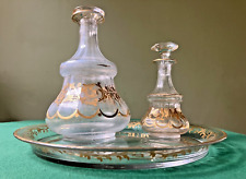 Plateau et 2 carafes en cristal de Baccarat doré XIXème - Napoléon III