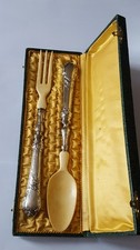 Couvert de service à salade Art Nouveau, 2 pièces, argent fourré poinçon Minerve