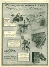 Publicité ancienne machine à imprimer L'adrema issue de magazine 1925 