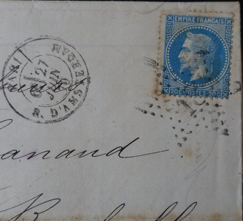 Napoléon 29b sur lettre - sur,