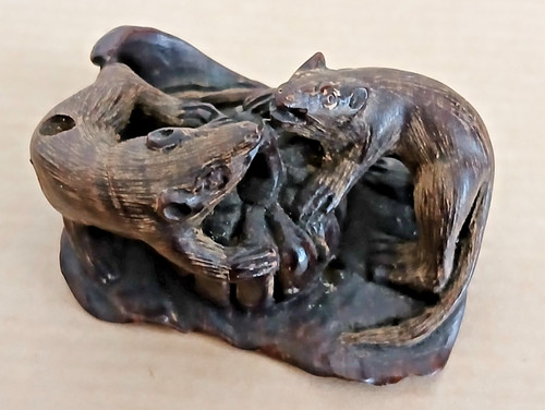 Netsuke duo rongeurs sur - netsuke, "