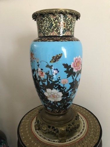 Cloisonne vase bronze emaux - vase,