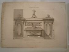 Planche gravure mobilier d'église autel Chapelle St Denis 2