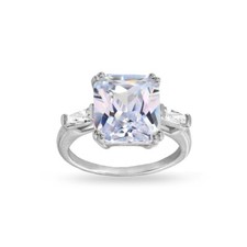 Octogone Solitaire Zircone 925 Argent Fantaisie Bague de Fiançailles, Taille 7