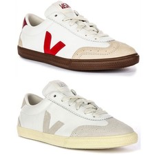 Veja Volley O.T. Cuir 70S Inspiré Baskets Pour Hommes Blanc Rouge UK 6 - 12