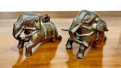 Paires éléphants bronze - d'éléphants,