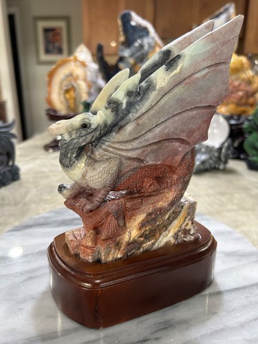 Ocean jasper dragon carving - dragon,