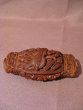 Ancienne tabatière art populaire sculptée en Corozo époque XIX ème siècle