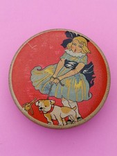 boite tole litho 1920-30 éponge école - Marthe Ray - fillette chien jouet canard