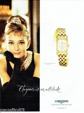 PUBLICITE ADVERTISING  026  2002  Longines montre Dolce Vita & Audrey Hepburn