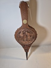 Grand Soufflet Vintage Bois Massif Cuir Métal 