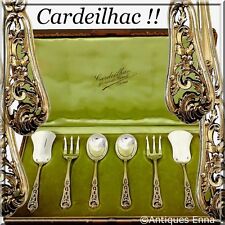 Cardeilhac French Sterling Silver 18K Gold Hors D'oeuvre Dessert Set 6 Pc, Box