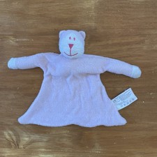 Doudou Ours Plat Kimbaloo la Halle - Rose Et Blanc Grelot Tissu Éponge