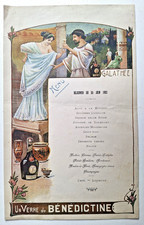 MENU 1921 Publicité  BENEDICTINE - Lithographie LESSIEUX