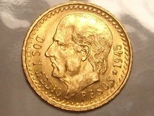 ?? Pièce de 2½ ou 2.5 pesos 1945 en OR 900‰ ; ⚖️ 2.08 grs ; qualité FDC ??