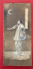 scène symboliste technique mixte rehauts blancs Signée Blache 1899 à Restaurer