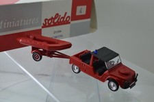 VÉHICULE POMPIERS SOLIDO SERIE HACHETTE CITROEN MEHARI + REMORQUE BATEAU