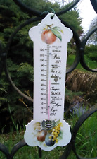 THERMOMETRE EMAILLE ANCIEN DIT RETRO FRUITS EMAIL VERITABLE degré FAHRENHEIT
