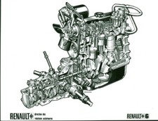 Photo de presse ancienne schéma moteur et boite de voiture automobile Renault 6 