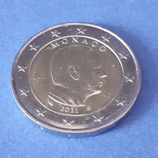 Pièce de monnaie 2 euros Prince Albert II de Monaco 2021 qualité SUP nettoyée.