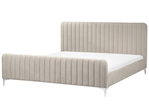 Lit double velours taupe - lit,