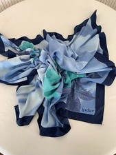 Grand Foulard carré Vintage Ipeker bleu floral Cadeau Femme FO807
