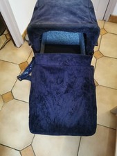 Poussette ancienne en velours bleu marine Combi-Canne made in France