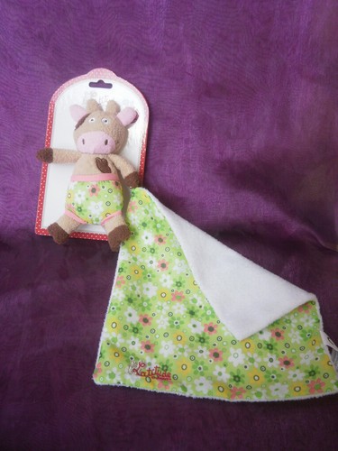 Doudou vache mouchoir marron - vache,