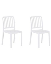 Chaises pour Extérieur et Intérieur Modernes en Plastique Empilables Blanches x2
