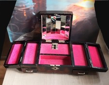 Boîte à musique ancienne japonaise — Tokyo gravé | miroir bombé Vintage