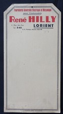 Ancien carton publicitaire HILLY LORIENT fourniture mécanique automobile garage