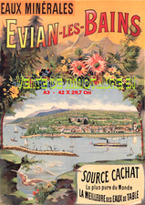 Evian-les-Bains Source Cachat, la plus pure du monde début XXème - A3 plastifié