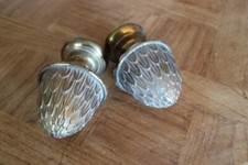 2 anciennes pommes de pin en laiton pour barre tringle a rideau boule escalier