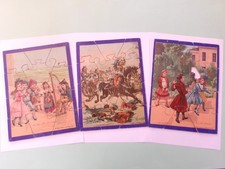 3 anciens puzzles en bois années 1900 - chromos - Chromolith Tours Paris