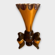 🌟 Vase Décoratif en Bronze avec Sabots en Bois Vernis 🌟