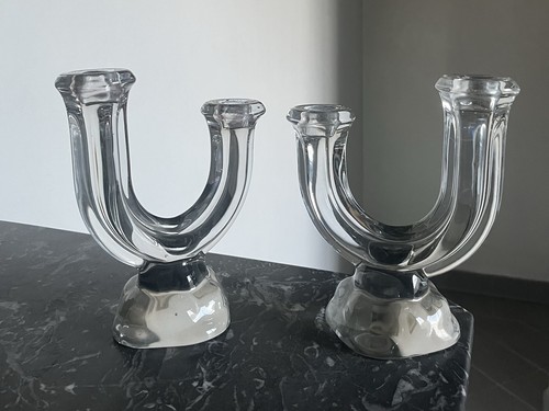 Paire bougeoirs cristal - de,