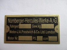 Bouclier Hercules Avec Jap Moteur D'avant Guerre Panneau Type Brass Plaque s26