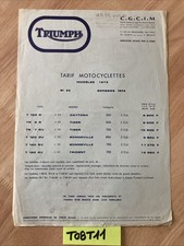Triumph moto 1973 Trident bonneville Tiger Daytona liste prix tarif prospectus
