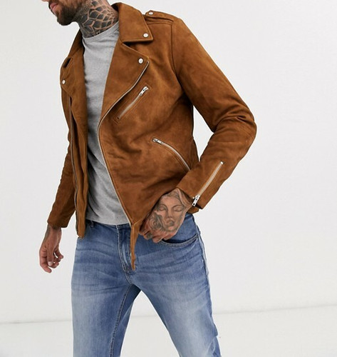 Blouson cuir marron homme - , pur
