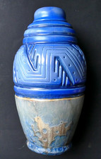 Vase Art Déco Mougin et Condé Nancy  grés émaillé forme obus à col étagé