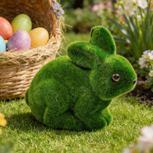 Statue lapin floqué - lapin,