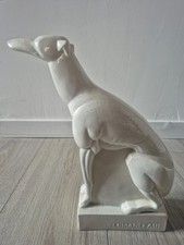 Statuette Art déco 30cm Lévrier assis en porcelaine craquelée Charles Lemanceau