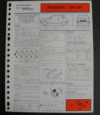 Fiche technique automobile PEUGEOT 104 ZS