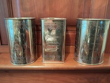 Lot de 3 pots en laiton de 18 cm de hauteur Tea Sugar Coffee, rond, oval, carré