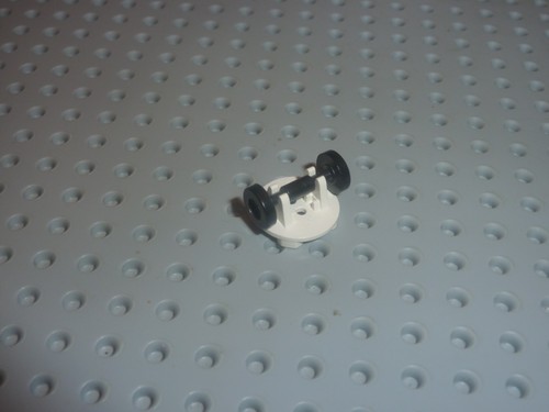 Lego white round 2 wheel - x,